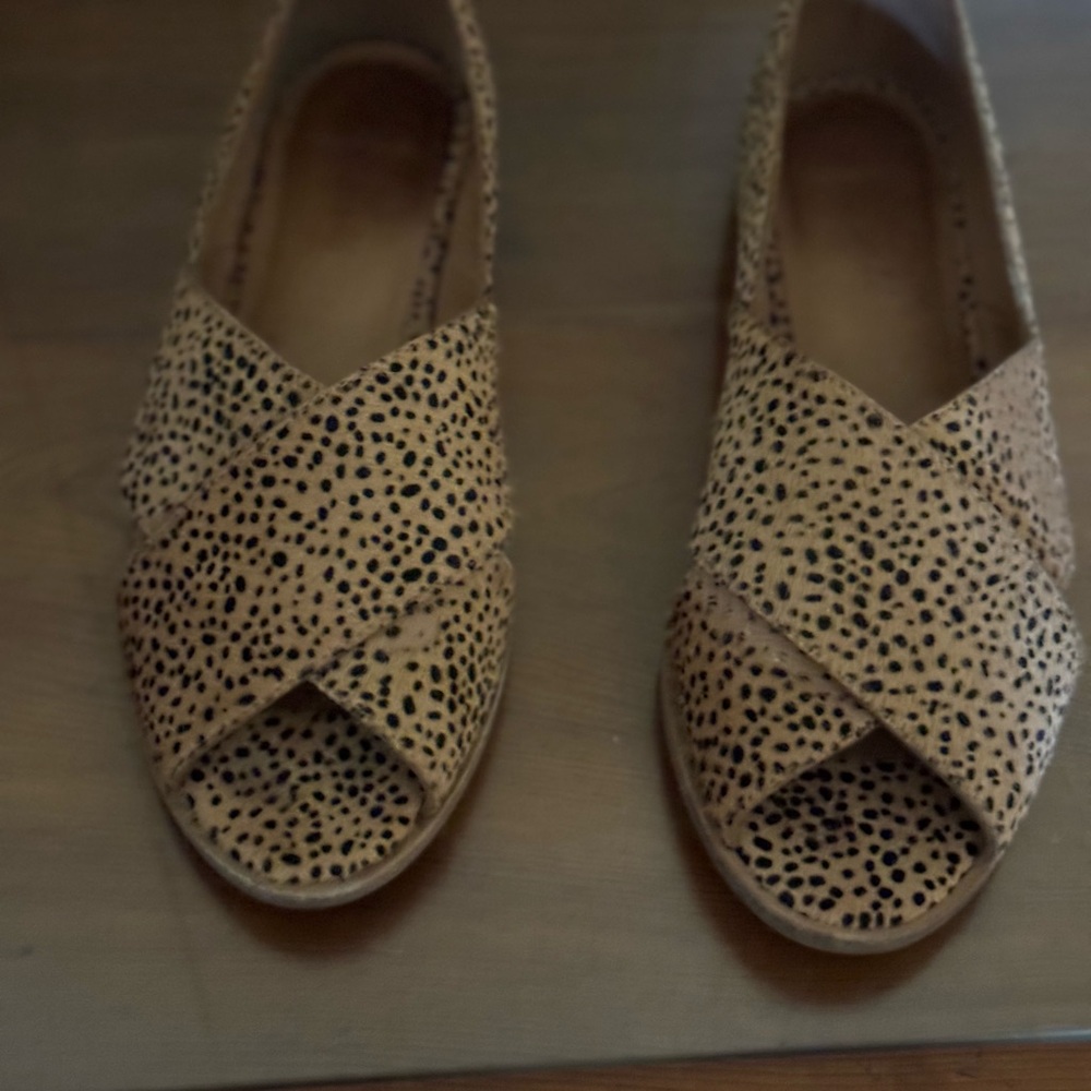 Madewell Tan and Black Spotted Flats